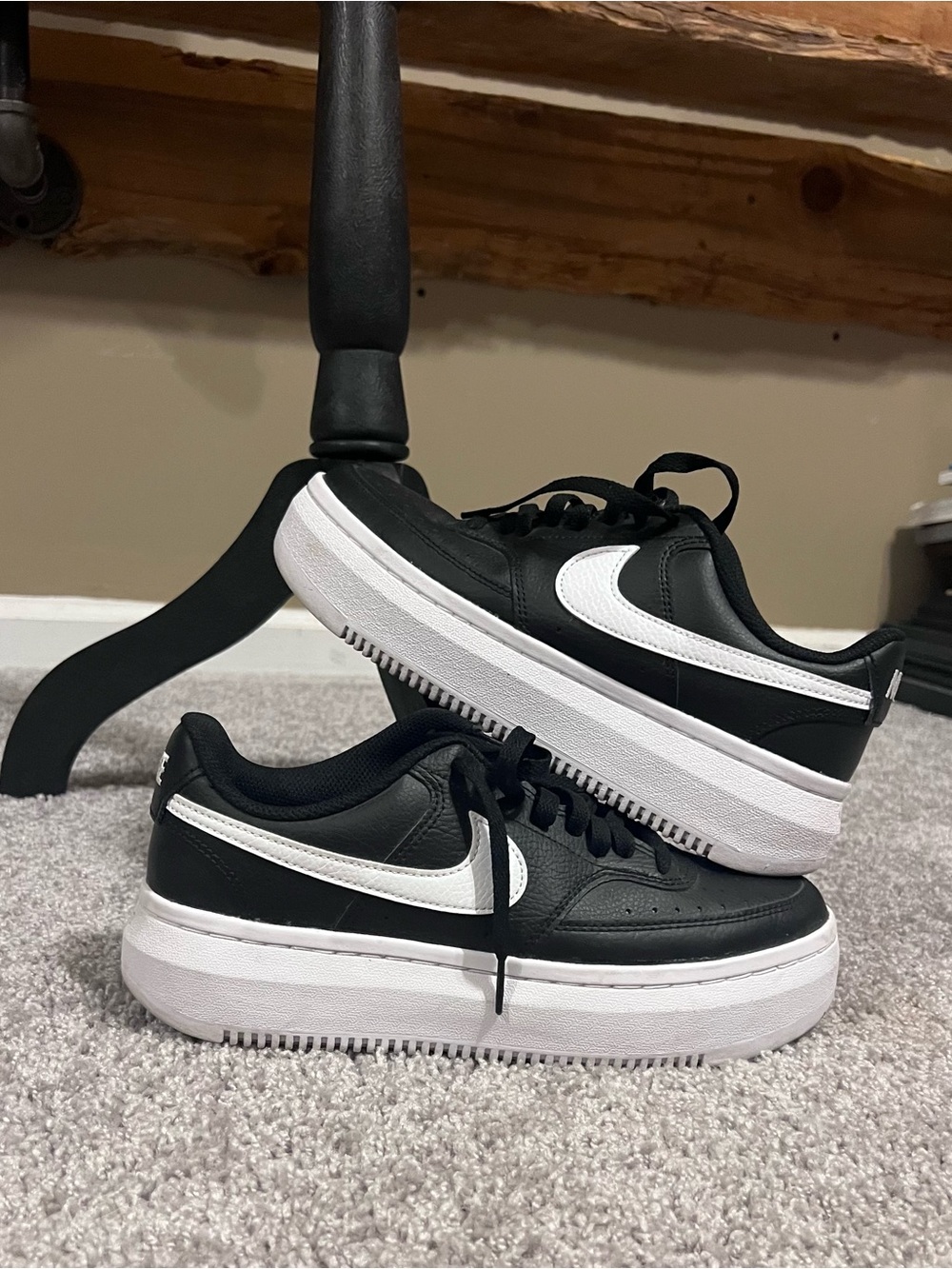 Nike Black and White Platform Sneakers